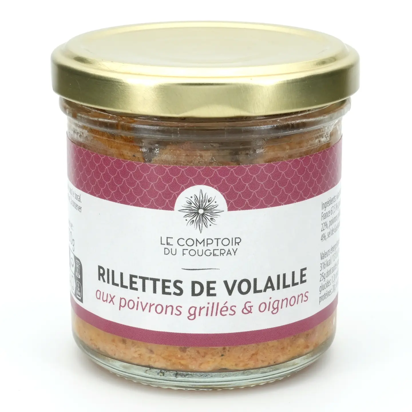 Rillettes de volaille aux poivrons grillés et oignons 120g