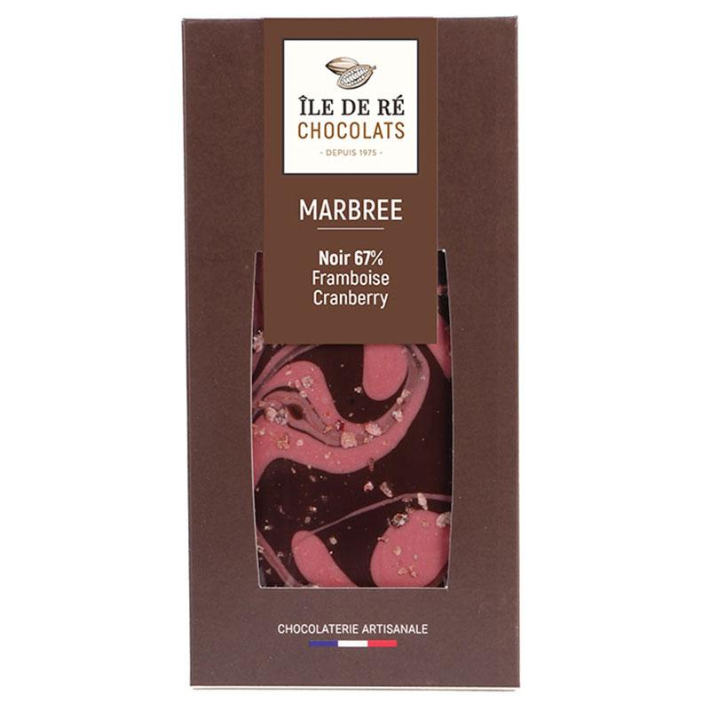 Tablette noir marbrée framboise 100g